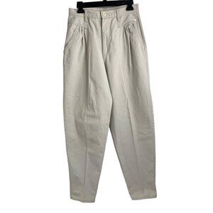 VTG Womens Cherokee 12 Khaki Twill Beige Pants Pleated HR Mom Taper Leg 6935